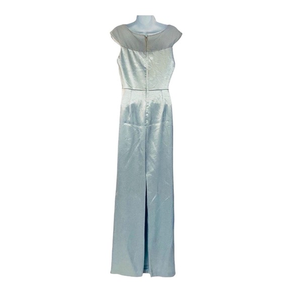 5 GOWNS sz 4 6 8 10 12 Papell Formal Blue Satin Rhinestone Maxi Prom Bride Dress - Picture 7 of 15